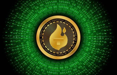 digital background image of theta fuel virtual currency. 3d drawings.