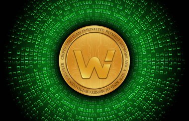 woo network-woo virtual currency logo. 3d illustrations.