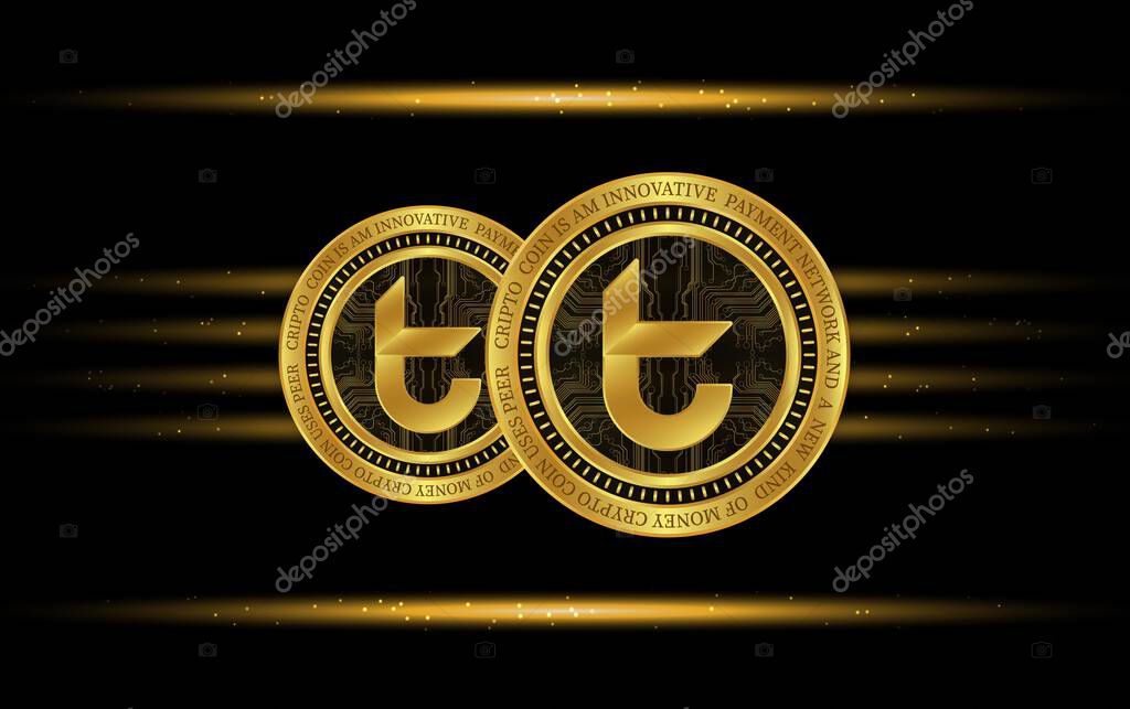 A digital background image of a tomochain-tomo  virtual currency. 3d drawings.
