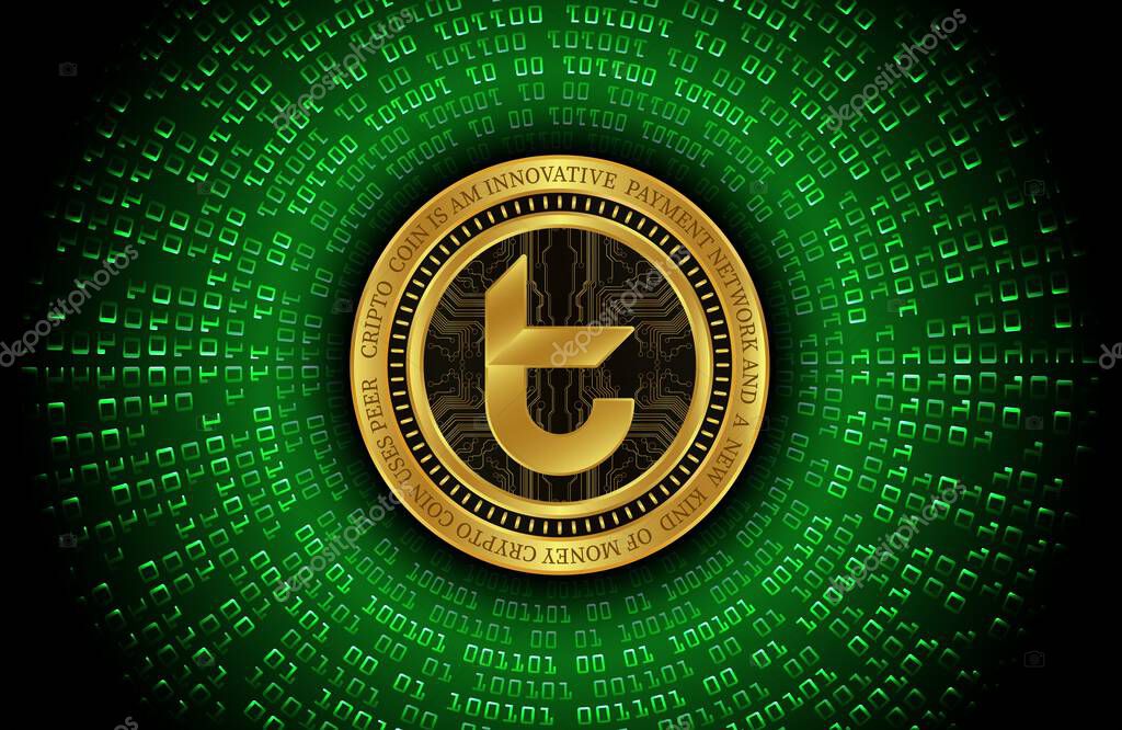 A digital background image of a tomochain-tomo  virtual currency. 3d drawings.