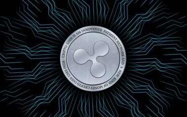  Dalgalanma-Xrp sanal para birimi logosu. 3d illüstrasyon.