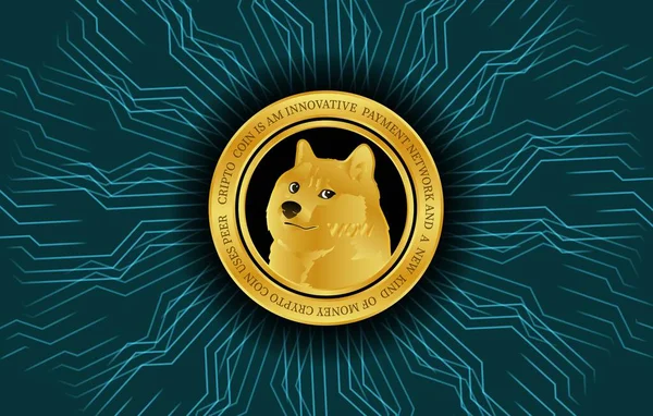 ドージコイン犬仮想通貨画像 3Dイラスト — ストック写真