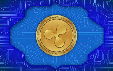  Dalgalanma-Xrp sanal para birimi logosu. 3d illüstrasyon.