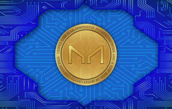 Ein Bild Der Virtuellen Währung Maker Mkr Münze Auf Digitalem — Stockfoto