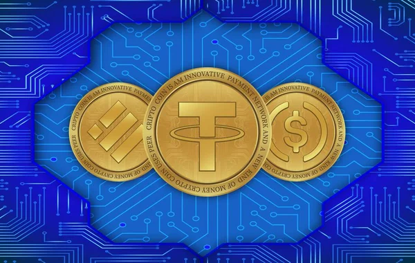 Tether Usdc Busd Virtual Currency Image Digital Background Illustrations — Stock Fotó