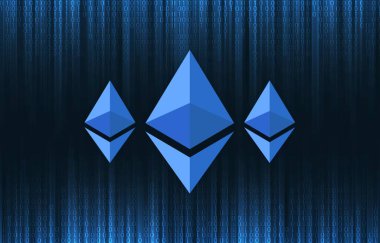 ethereum-eth sanal para birimi resimleri. 3d illüstrasyon.