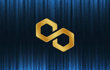 Çokgen-matik sanal para birimi resimleri. 3d illüstrasyon