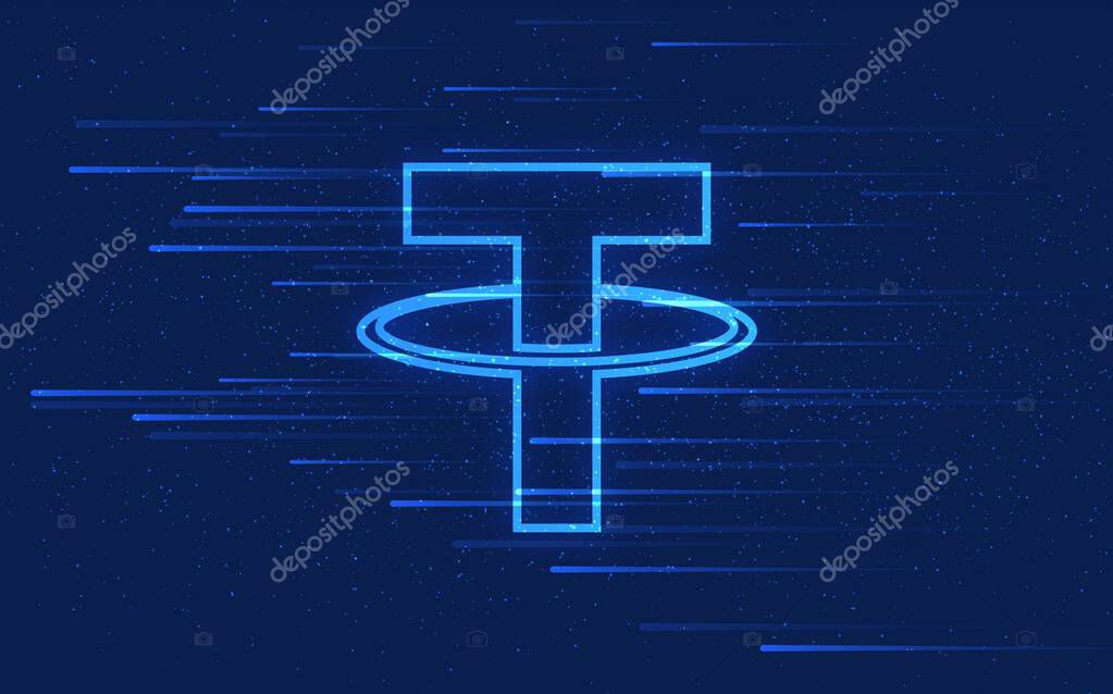 The tether-usdt virtual currency logo. 3d illustrations.