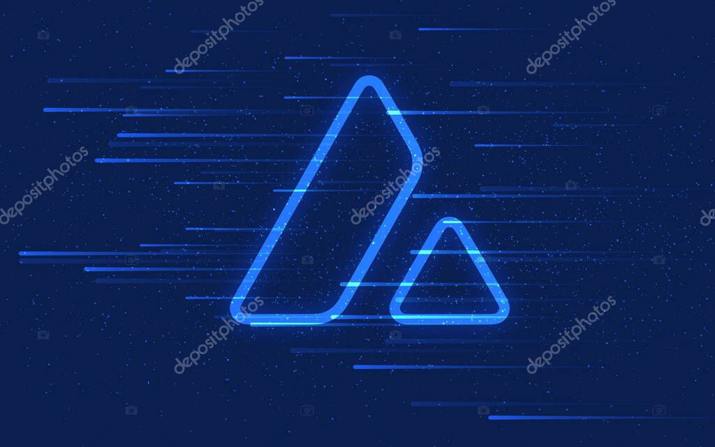 Avalanche-avax virtual currency image in the digital background. 3d illustrations.