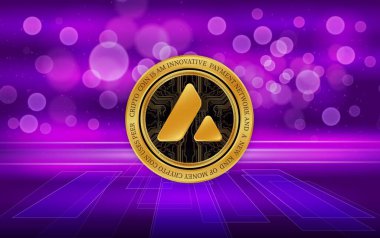 Dijital arkaplanda çığ-avax sanal para birimi görüntüsü. 3d illüstrasyon.