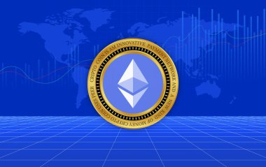 ethereum-eth sanal para birimi resimleri. 3d illüstrasyon.