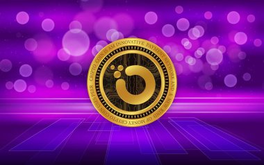 Dijital arkaplanda orkide-oxt sanal para birimi resimleri. 3d illüstrasyon.