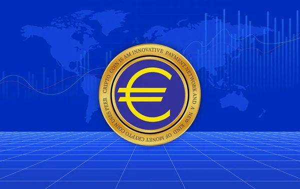 デジタル背景にユーロ通貨のロゴ画像 3Dイラスト — ストック写真