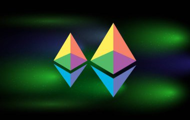 ethereum-eth sanal para birimi resimleri. 3d illüstrasyon.