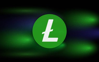  Litoin-ltc sanal para birimi görüşleri. 3d illüstrasyon