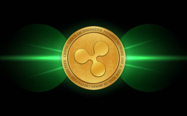  Dalgalanma-Xrp sanal para birimi logosu. 3d illüstrasyon.