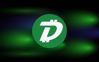 Digibyte-dgb dijital arkaplanda sanal para birimi resmi. 3d illüstrasyon.