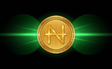 Dijital arka planda nano-xno sanal para birimi görüntüleri. 3d illüstrasyon.