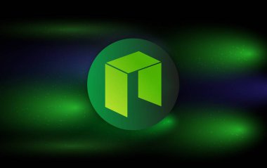 Dijital arkaplanda yeni sanal para birimi görüntüleri. 3d illüstrasyon.