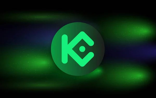 数字背景下的Kucoin Kcs虚拟货币图像 3D说明 — 图库照片