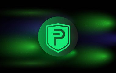 Dijital arkaplanda Pivx kripto para birimi resimleri. 3d illüstrasyon.