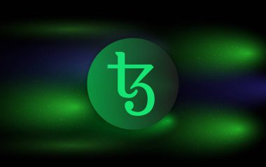 Tezos-xtz sanal para birimi görüntüleri. 3d illüstrasyon.
