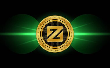 zcoin-xzc dijital arkaplanda sanal para birimi resimleri. 3d illüstrasyon.