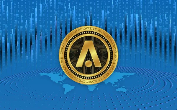 stock image Image of aion cryptocurrency on digital background. 3d illustration