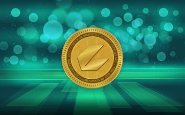 Dijital arkaplanda Cece kripto para birimi resimleri. 3d illüstrasyon.