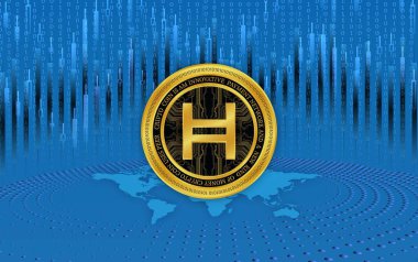 Hedera hashgraph-hbar sanal para birimi resimleri. 3d illüstrasyon.