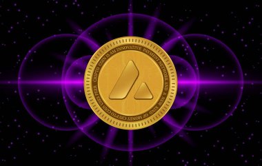 Dijital arkaplanda çığ-avax sanal para birimi görüntüsü. 3d illüstrasyon.