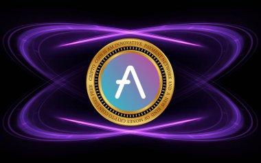 Dijital arkaplanda AVE sanal para birimi resimleri. 3d illüstrasyon