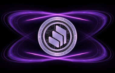 Dijital arkaplanda bileşik şifreli para birimi görüntüleri. 3d illüstrasyon.