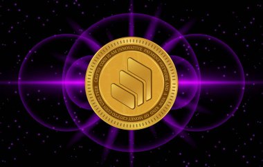 Dijital arkaplanda bileşik şifreli para birimi görüntüleri. 3d illüstrasyon.