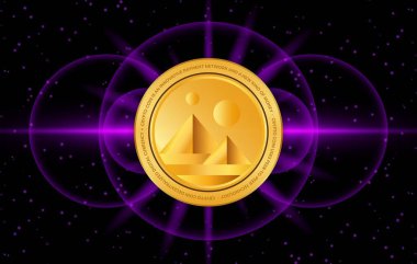 Decntraland-mana kripto para birimi resmi. 3B illüstrasyon.