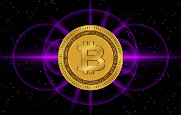 Imágenes Del Logotipo Bitcoin Btc Sobre Fondo Digital Ilustraciones —  Fotos de Stock