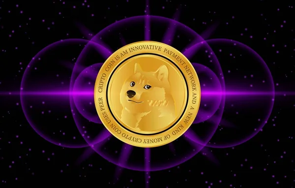 Зображення Криптовалюти Dogecoin Цифровому Фоні Ілюстрації — стокове фото