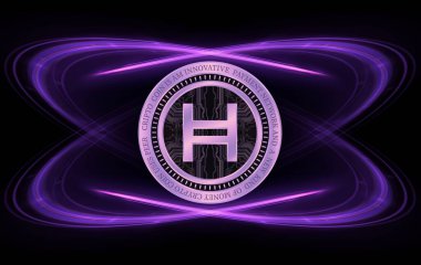 Hedera hashgraph-hbar sanal para birimi resimleri. 3d illüstrasyon.