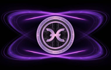 Sanal para biriminin dijital bir arka plandaki görüntüsü. 3d illüstrasyon.