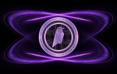 Ravencoin-Rvn dijital arkaplanda şifreli para birimi görüntüleri. 3d illüstrasyon.