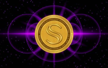 Dijital arkaplandaki gizli sanal para biriminin görüntüleri. 3d illüstrasyon.