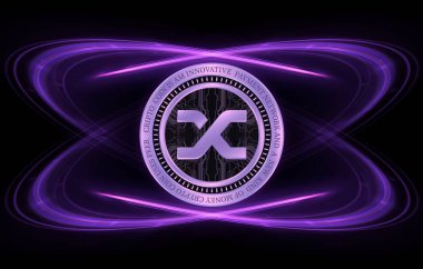 Dijital arkaplanda sentetik-snx şifreli para birimi resimleri. 3d illüstrasyon.