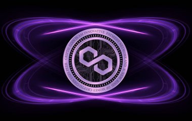 Dijital arkaplanda çokgen-matik kripto para birimi resimleri. 3d illüstrasyon.