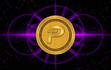 Dijital arka planda Potcoin-pot kripto para birimi resimleri. 3d illüstrasyon.