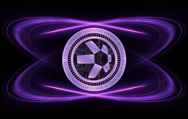 dijital arkaplanda quant-qnt sanal para birimi resmi. 3d illüstrasyon.