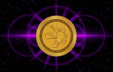 dijital arkaplanda quant-qnt sanal para birimi resmi. 3d illüstrasyon.