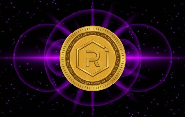raydium-ray virtual currency image in the digital background. 3d illustrations.