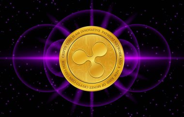  Dalgalanma-Xrp sanal para birimi logosu. 3d illüstrasyon.
