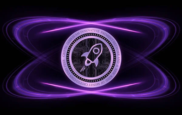 Dijital arkaplanda yıldız-xlm şifreli para birimi resimleri. 3d illüstrasyon.