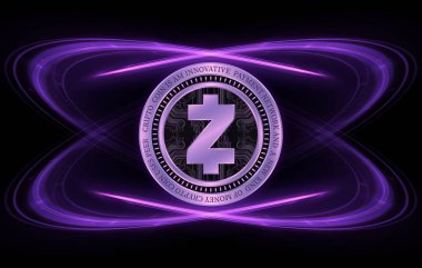 Zcash-zec sanal para biriminin dijital arkaplan resmi. 3d illüstrasyon.